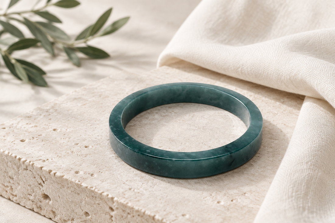 Illustrative cover inspired by a 70.5 mm artisan-carved Princesa Blue Guatemalan jadeite bangle, not a depiction of a verified mine site