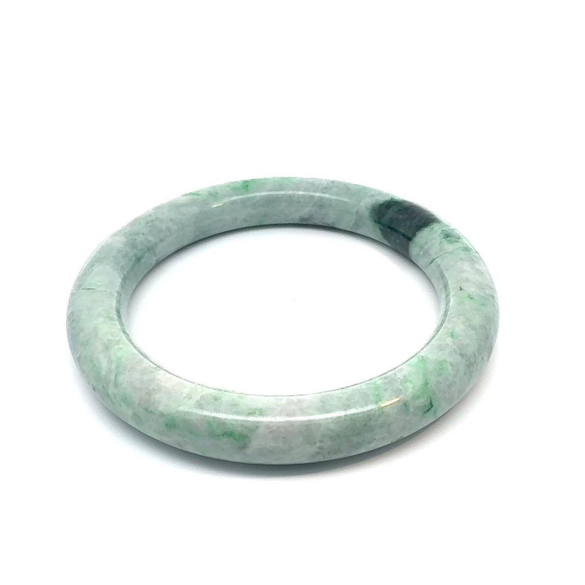 QAR Kazakh Jadeite Bangle, Light Green and White, Natural Type A