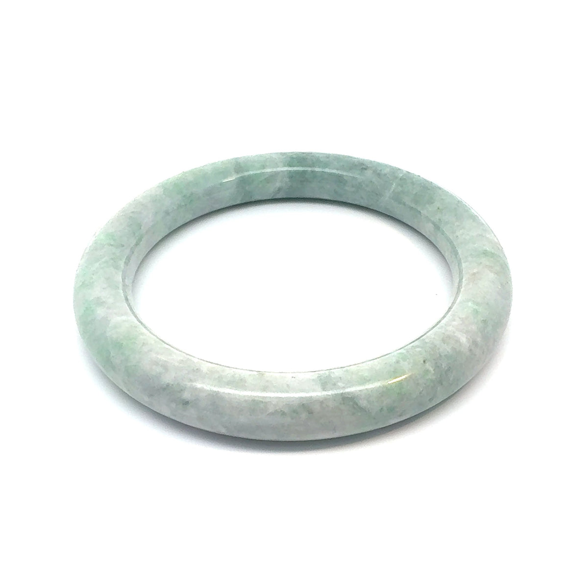 QAR Kazakh Jadeite Bangle, Light Green and White, Natural Type A