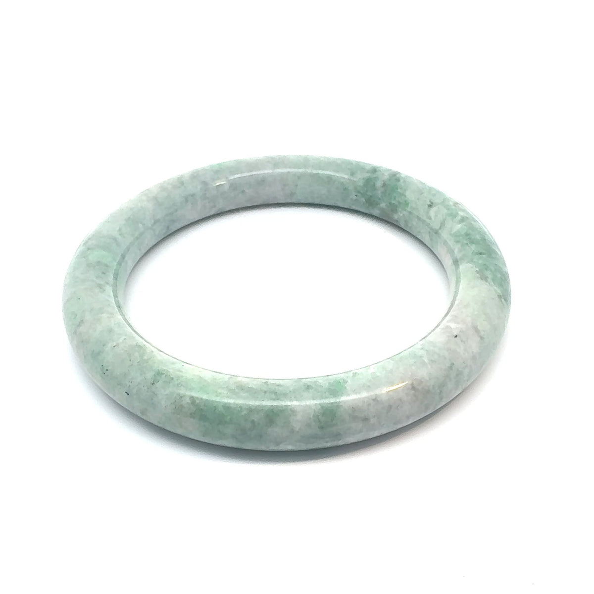 QAR Kazakh Jadeite Bangle, Mottled Green and White, Natural Type A