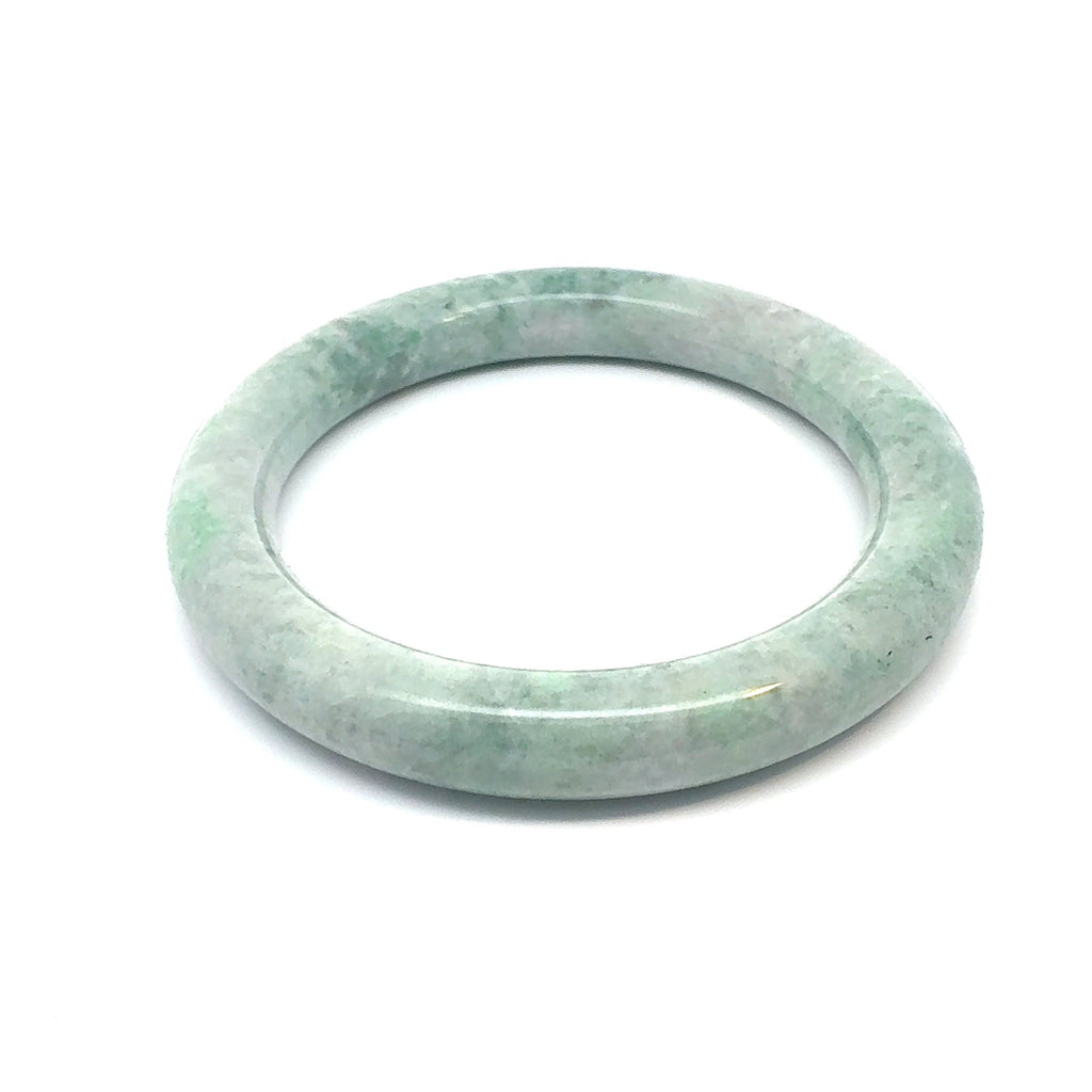 QAR Kazakh Jadeite Bangle, Mottled Green and White, Natural Type A