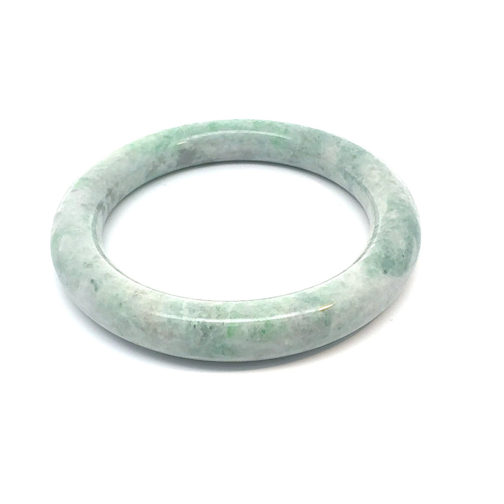 QAR Kazakh Jadeite Bangle, Light Green and White, Natural Type A