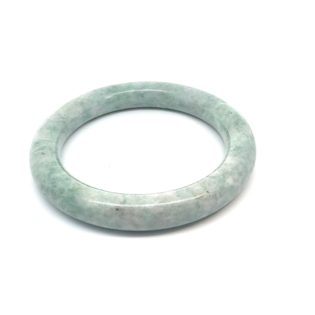 QAR Kazakh Jadeite Bangle, Pale Green and White, Natural Type A