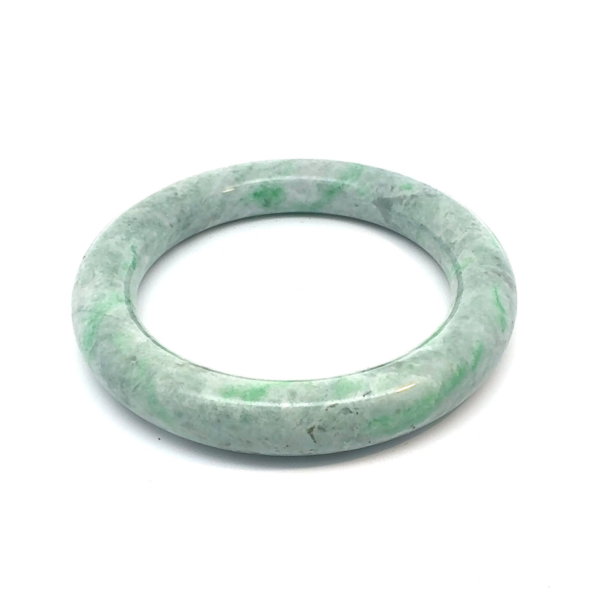 QAR Kazakh Jadeite Bangle, Light Green and White, Natural Type A