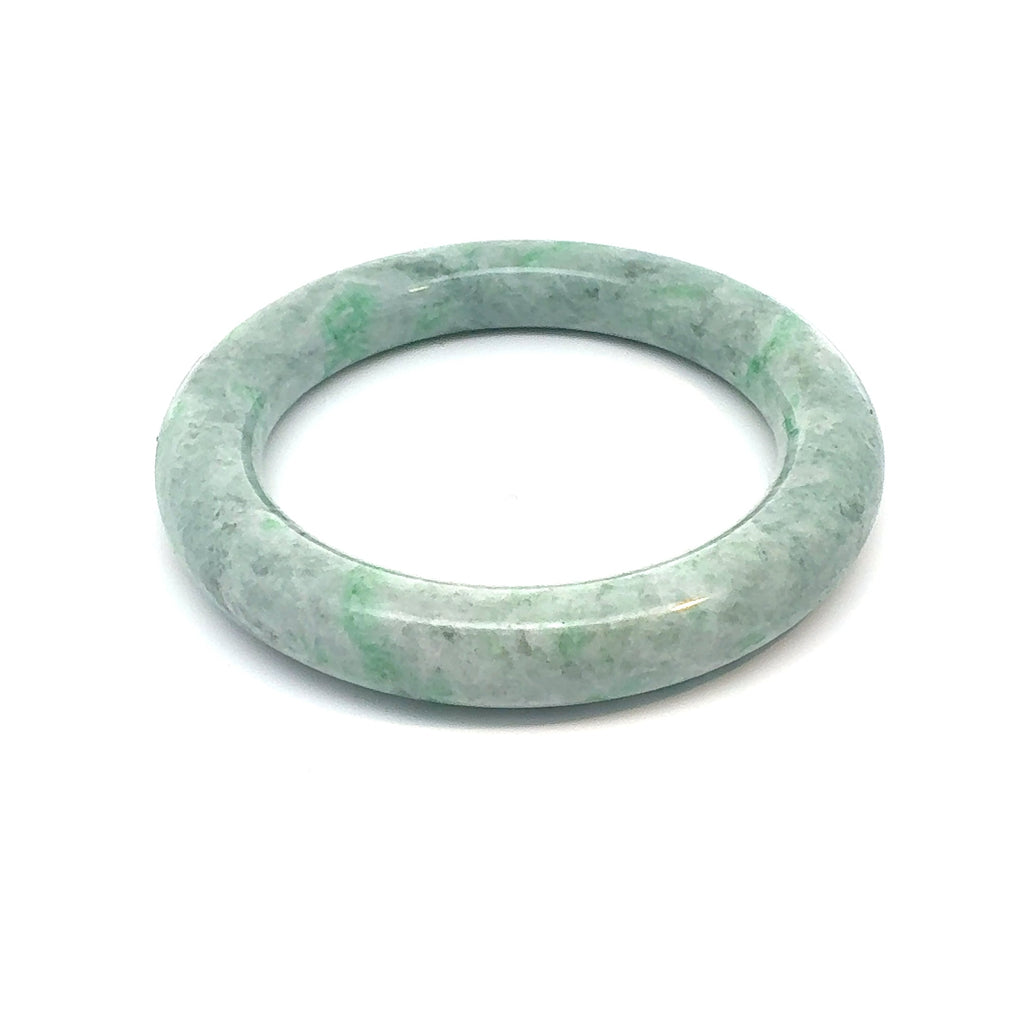 QAR Kazakh Jadeite Bangle, Light Green and White, Natural Type A