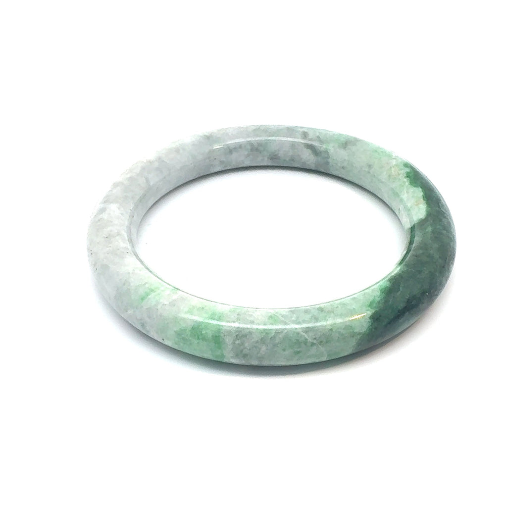 TAU Kazakh Jadeite Bangle, Green and White Gradient, Natural Type A