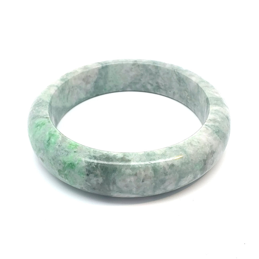 TAU Kazakh Jadeite Bangle, Soft Green and White, Natural Type A