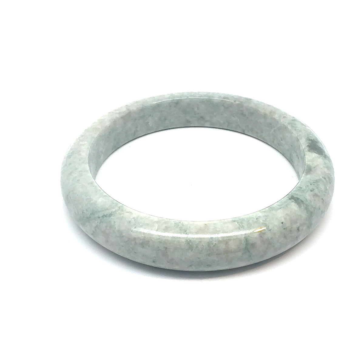 QAR Kazakh Jadeite Bangle, Mottled Light Green, Natural Type A