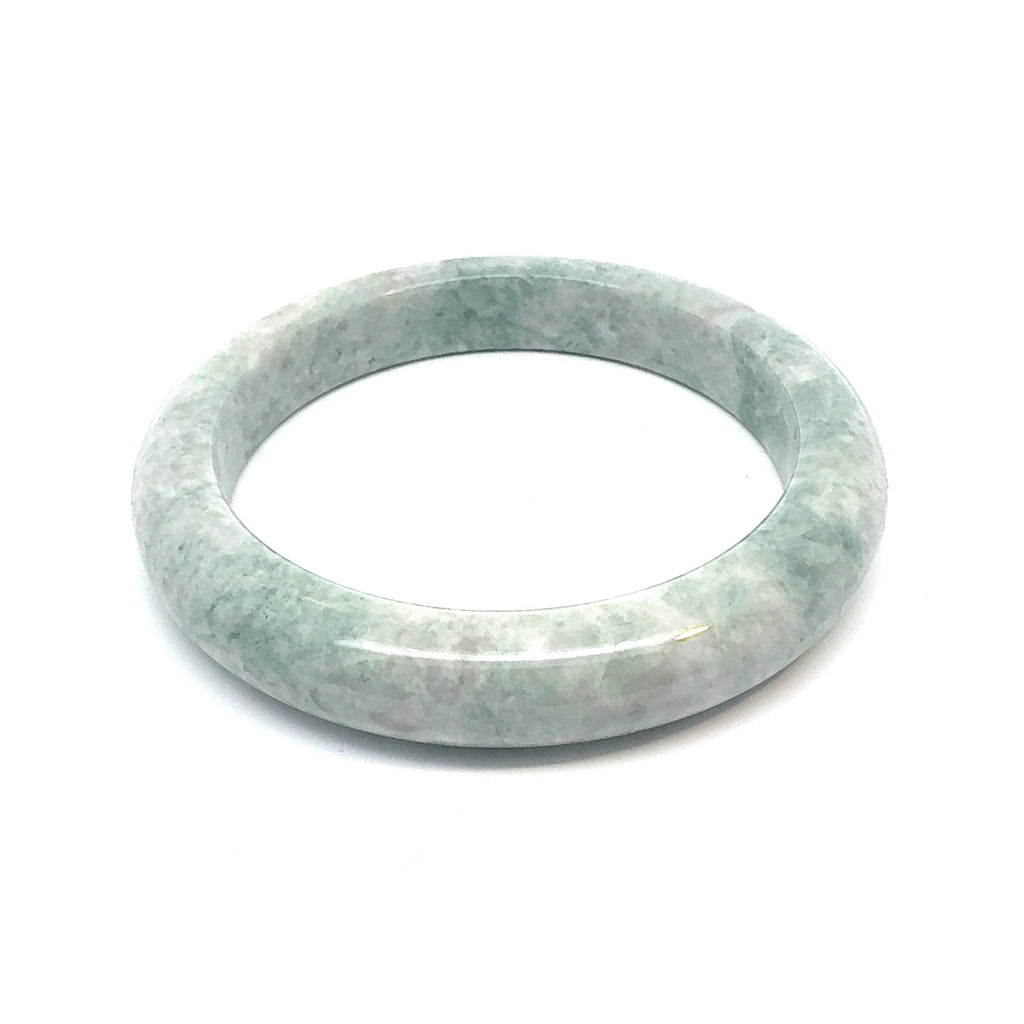 QAR Kazakh Jadeite Bangle, Pale Green and White, Natural Type A