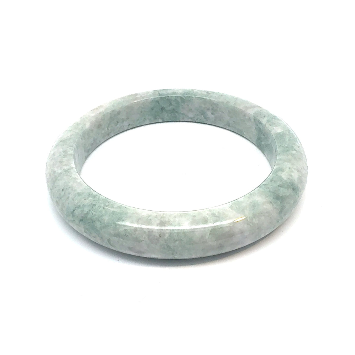 QAR Kazakh Jadeite Bangle, Pale Green and White, Natural Type A