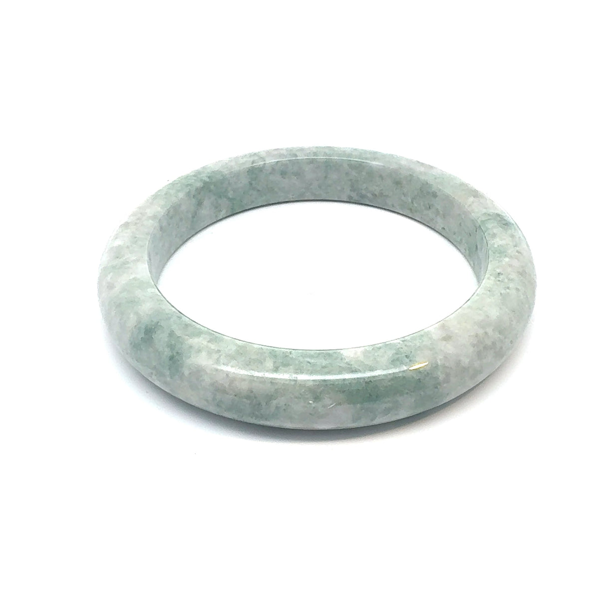 QAR Kazakh Jadeite Bangle, Pale Green and White, Natural Type A
