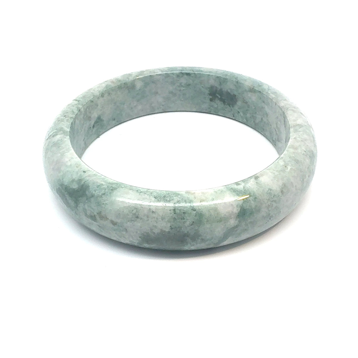 QAR Kazakh Jadeite Bangle, Mottled Green and White, Natural Type A