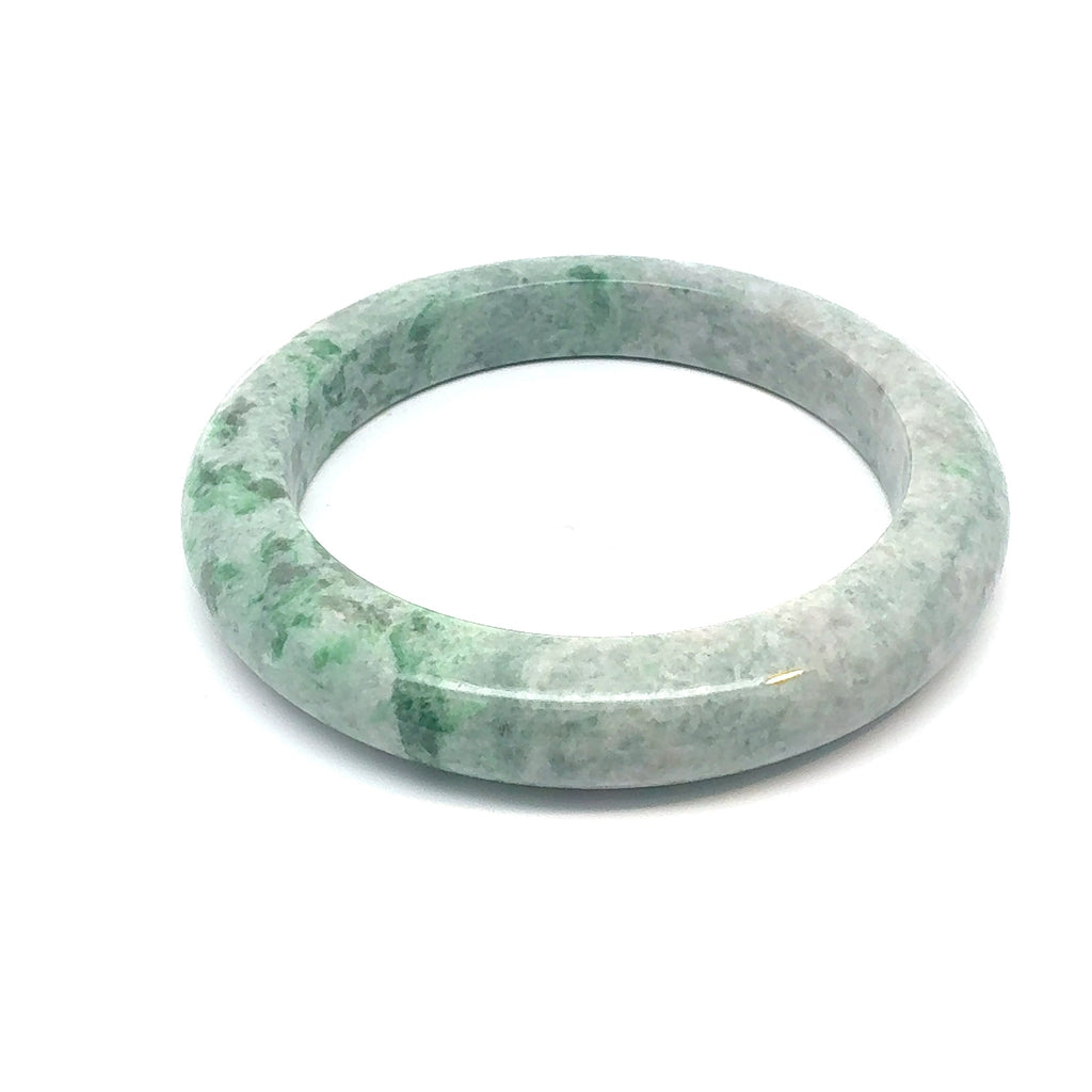 QAR Kazakh Jadeite Bangle, Mottled Green, Natural Type A