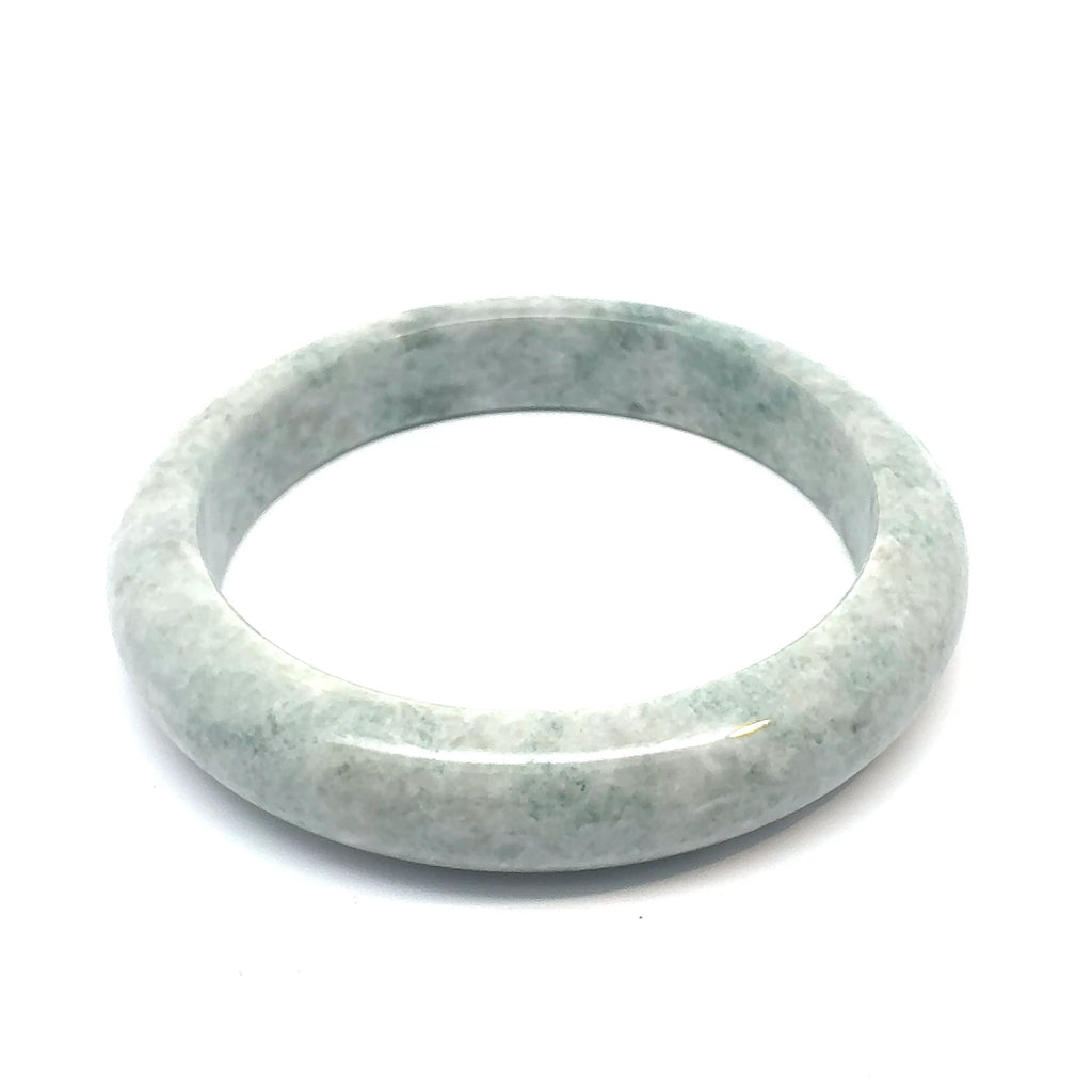 QAR Kazakh Jadeite Bangle, Light Green and Soft White, Natural Type A