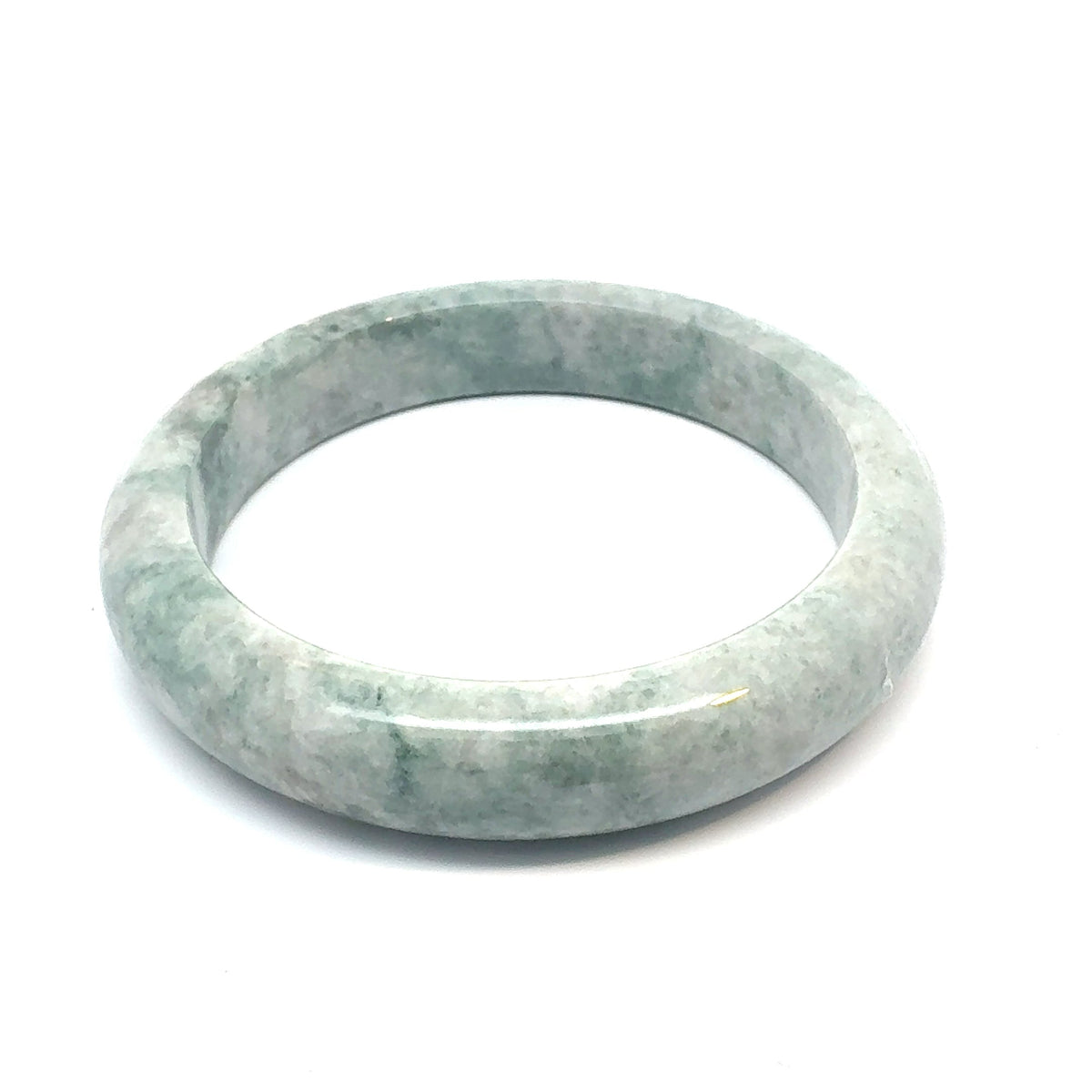 QAR Kazakh Jadeite Bangle, Light Green and White, Natural Type A