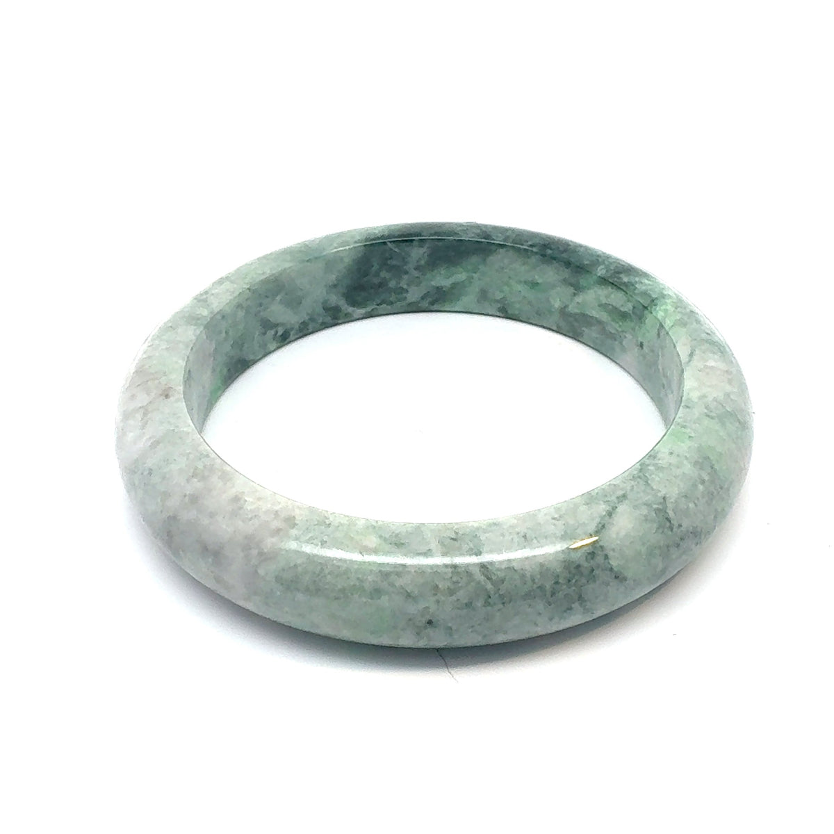 TAU Kazakh Jadeite Bangle, Mottled Green and White, Natural Type A