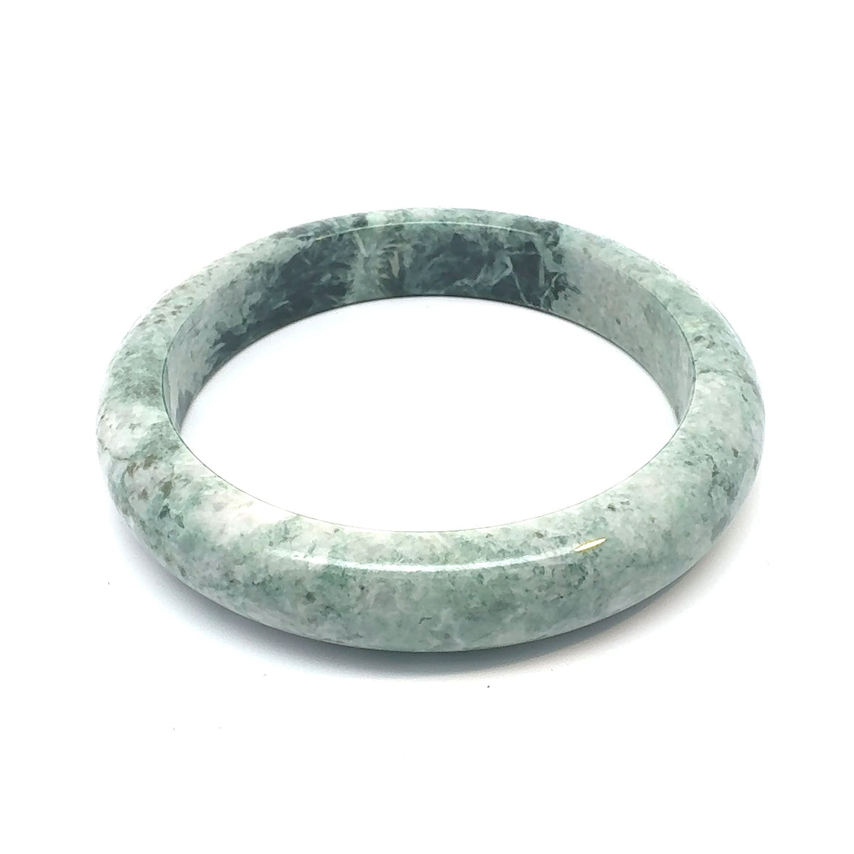 TAU Kazakh Jadeite Bangle, Marbled Green, Natural Type A
