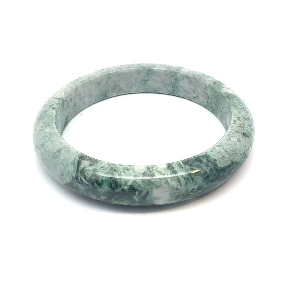TAU Kazakh Jadeite Bangle, Marbled Green, Natural Type A