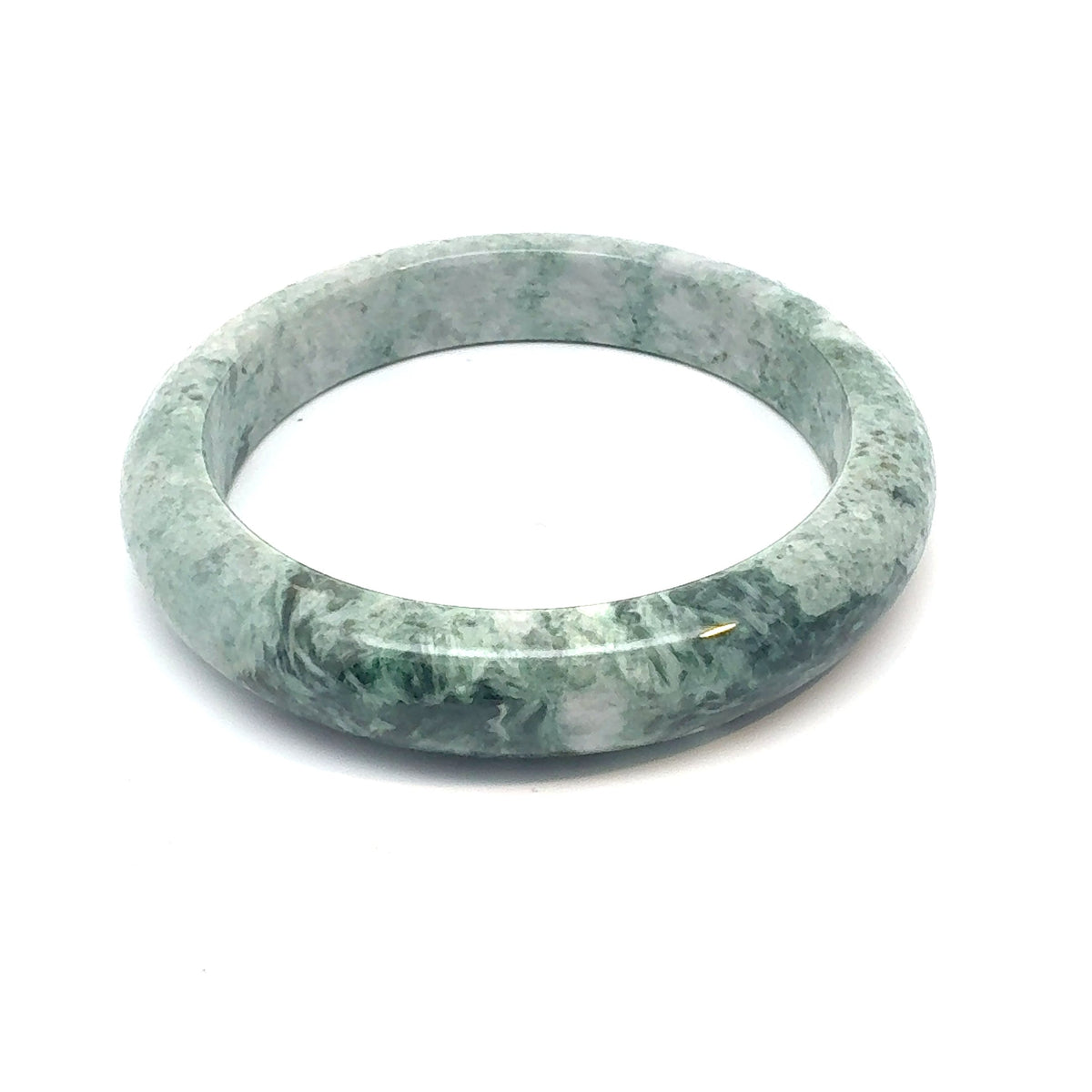 TAU Kazakh Jadeite Bangle, Marbled Green, Natural Type A