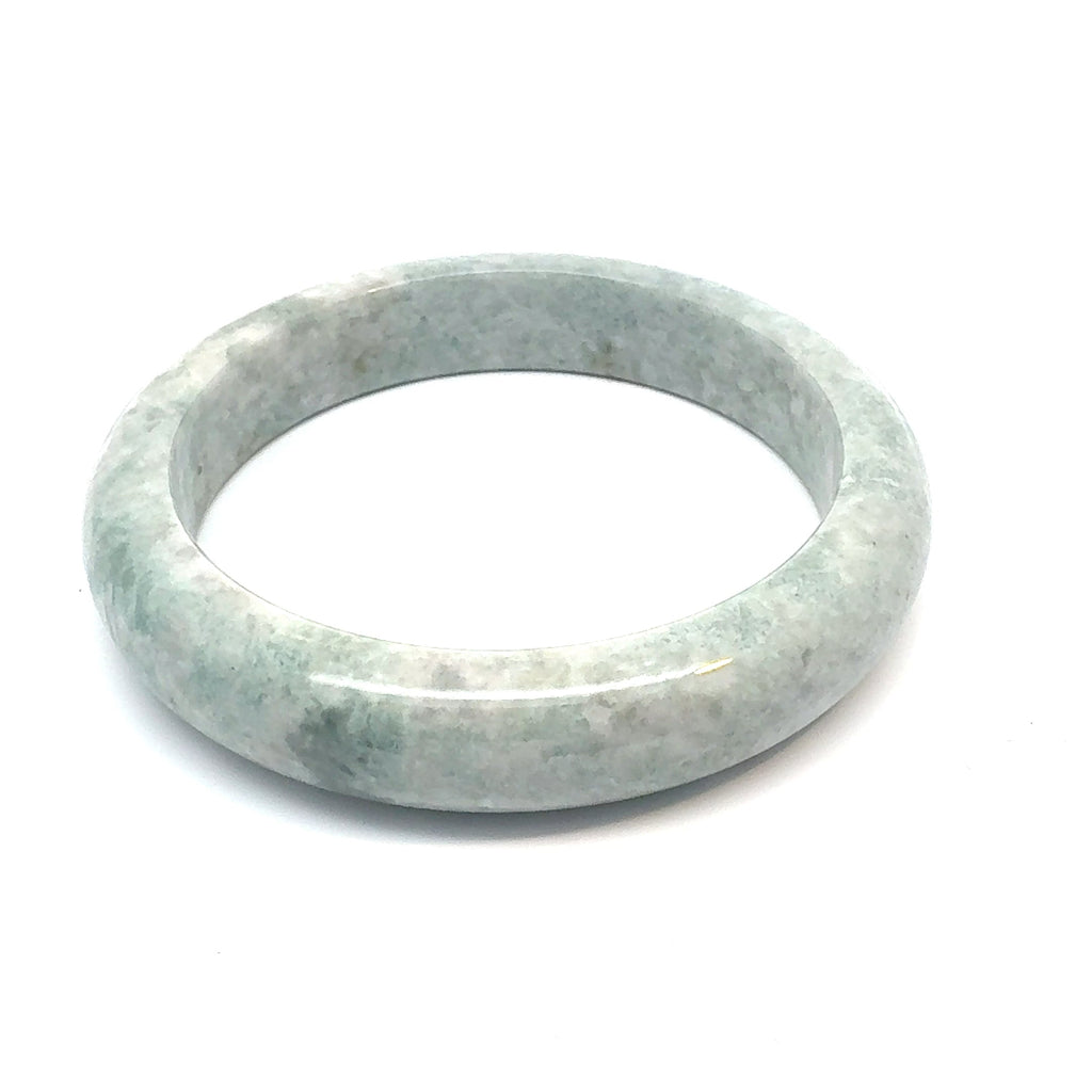 QAR Kazakh Jadeite Bangle, Pale Green and White, Natural Type A