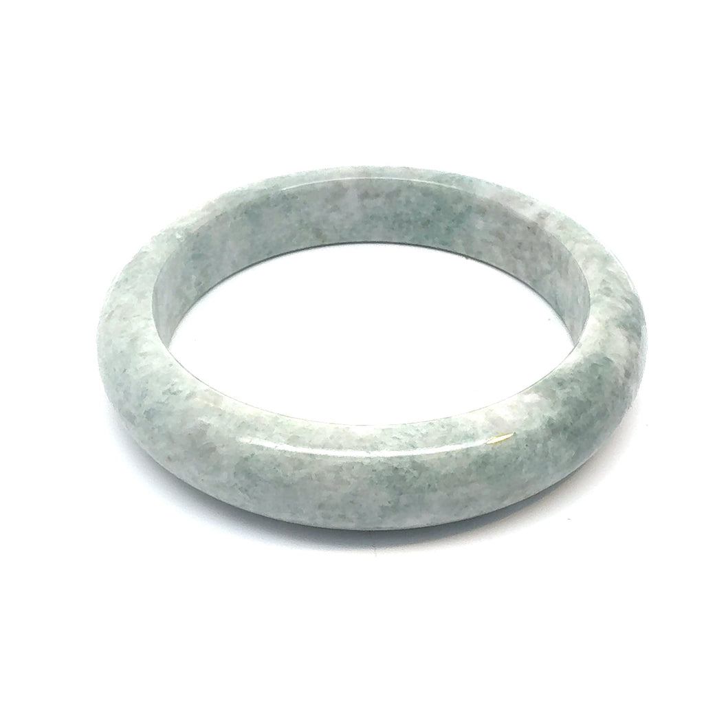 QAR Kazakh Jadeite Bangle, Pale Green and White, Natural Type A