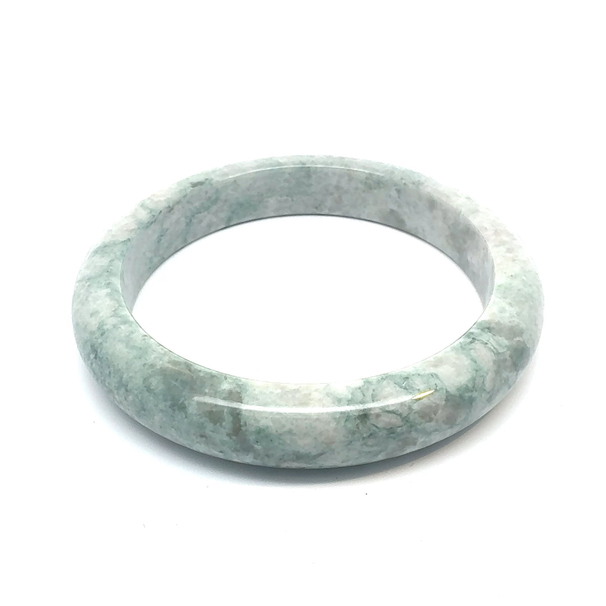 QAR Kazakh Jadeite Bangle, Mottled Green and White, Natural Type A