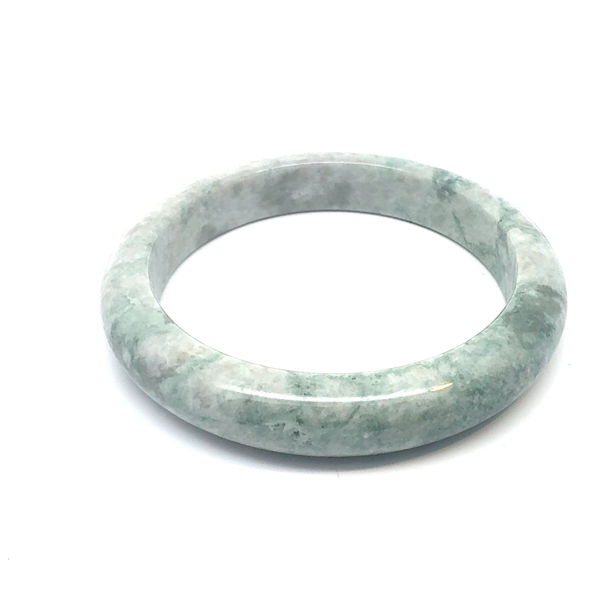 QAR Kazakh Jadeite Bangle, Mottled Green and White, Natural Type A