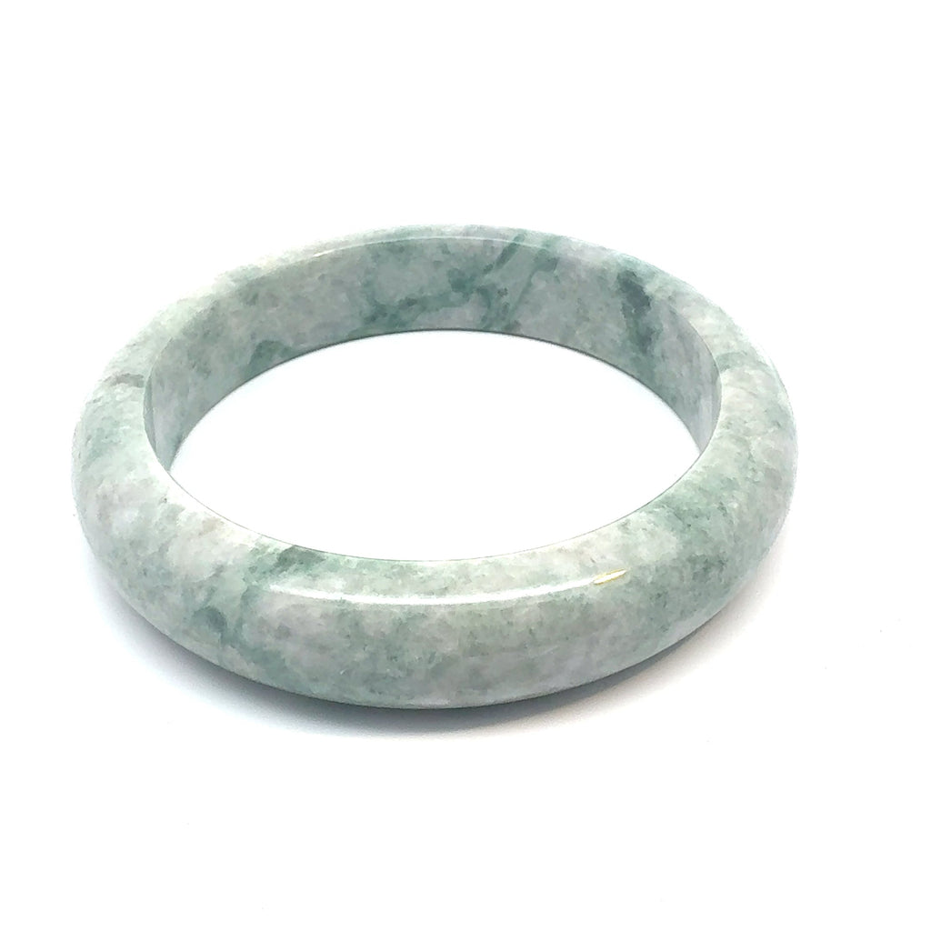 QAR Kazakh Jadeite Bangle, Pale Green and White, Natural Type A