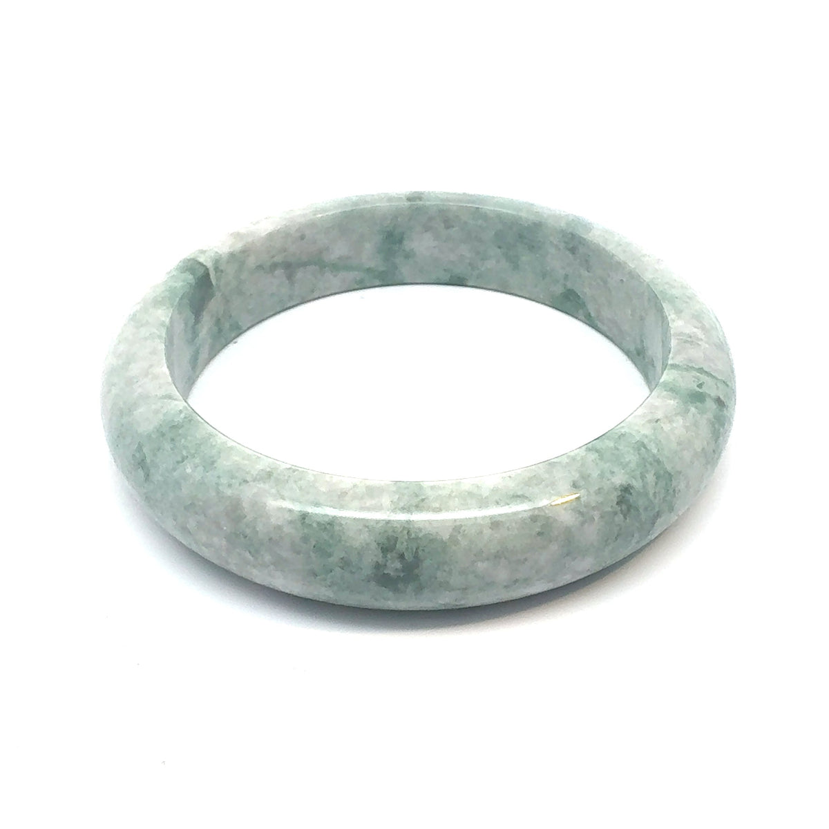 QAR Kazakh Jadeite Bangle, Pale Green and White, Natural Type A