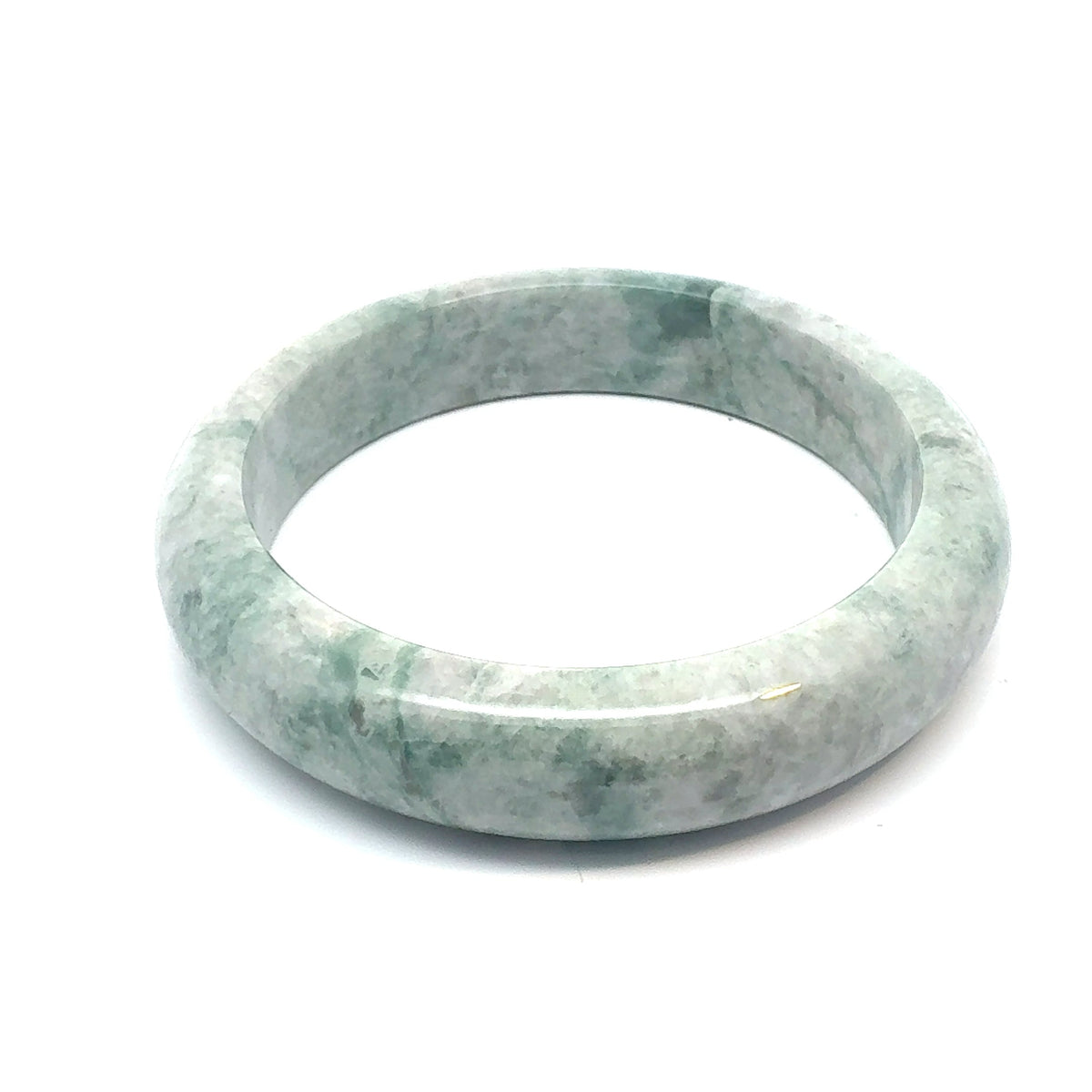 QAR Kazakh Jadeite Bangle, Pale Green and White, Natural Type A