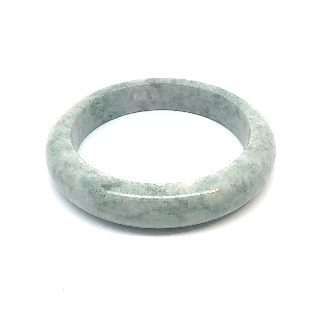 QAR Kazakh Jadeite Bangle, Pale Green and White, Natural Type A