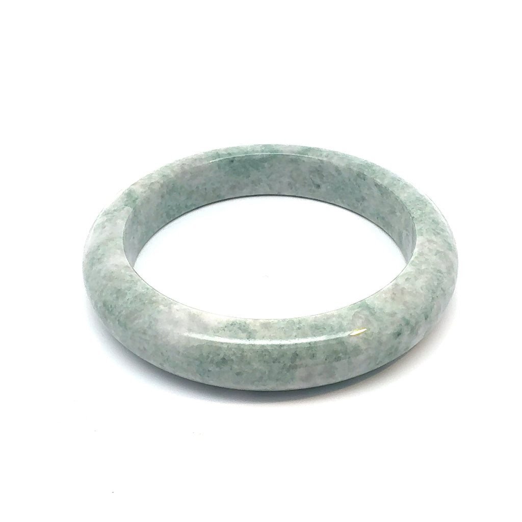 QAR Kazakh Jadeite Bangle, Mottled Green and White, Natural Type A