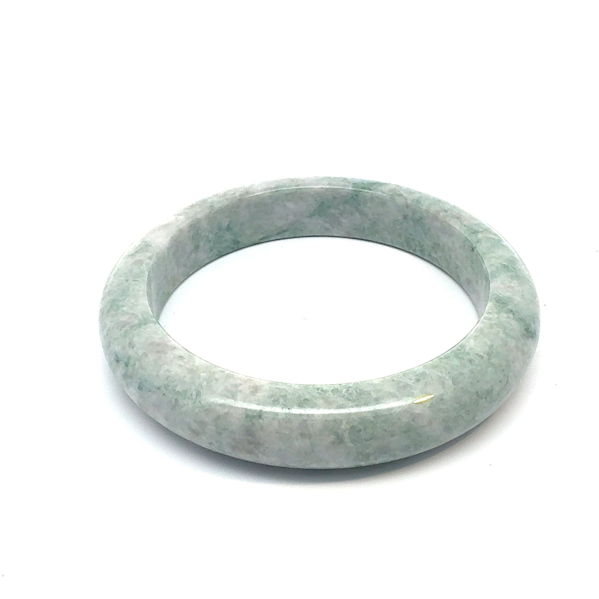 QAR Kazakh Jadeite Bangle, Mottled Green and White, Natural Type A