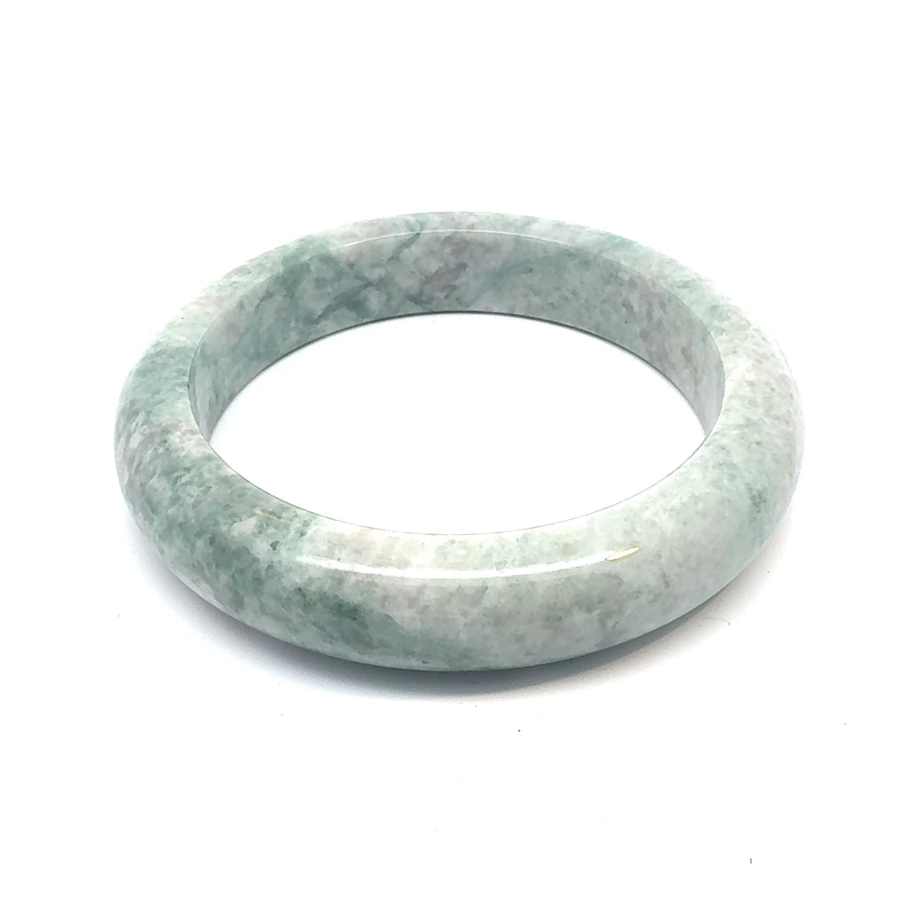 QAR Kazakh Jadeite Bangle, Mottled Green and White, Natural Type A