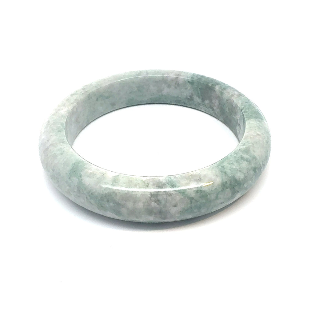 QAR Kazakh Jadeite Bangle, Mottled Green and White, Natural Type A