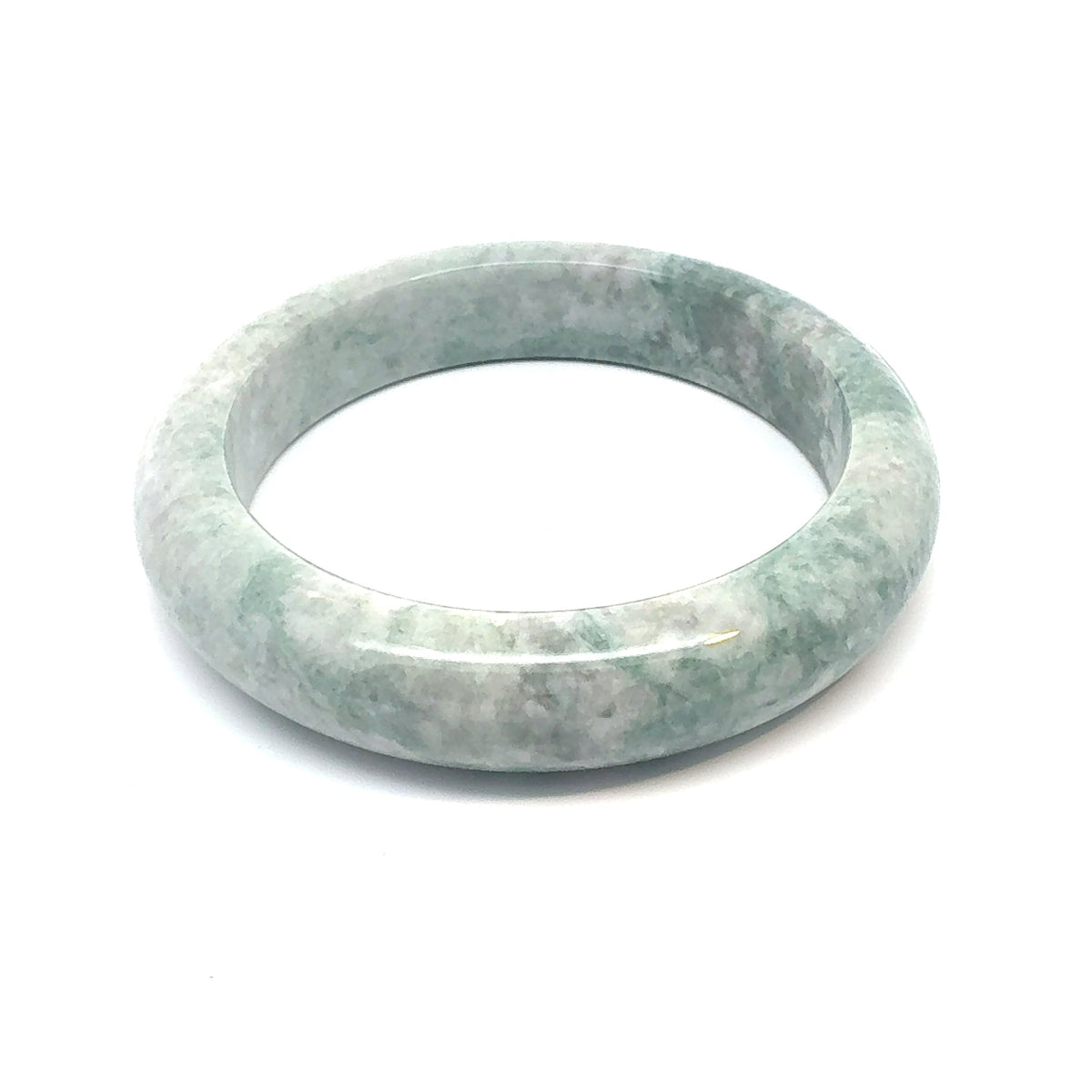 QAR Kazakh Jadeite Bangle, Mottled Green and White, Natural Type A