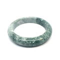 TAU Kazakh Jadeite Bangle, Green and White, Natural Type A
