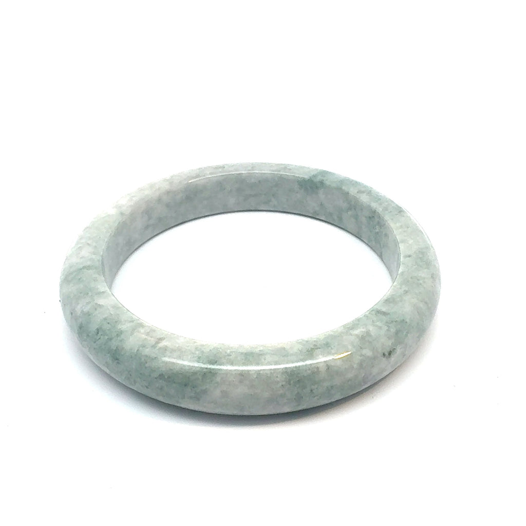 QAR Kazakh Jadeite Bangle, Light Green and Grey-White, Natural Type A