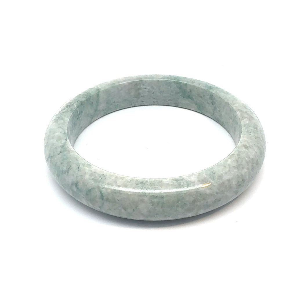 QAR Kazakh Jadeite Bangle, Mottled Light Green, Natural Type A