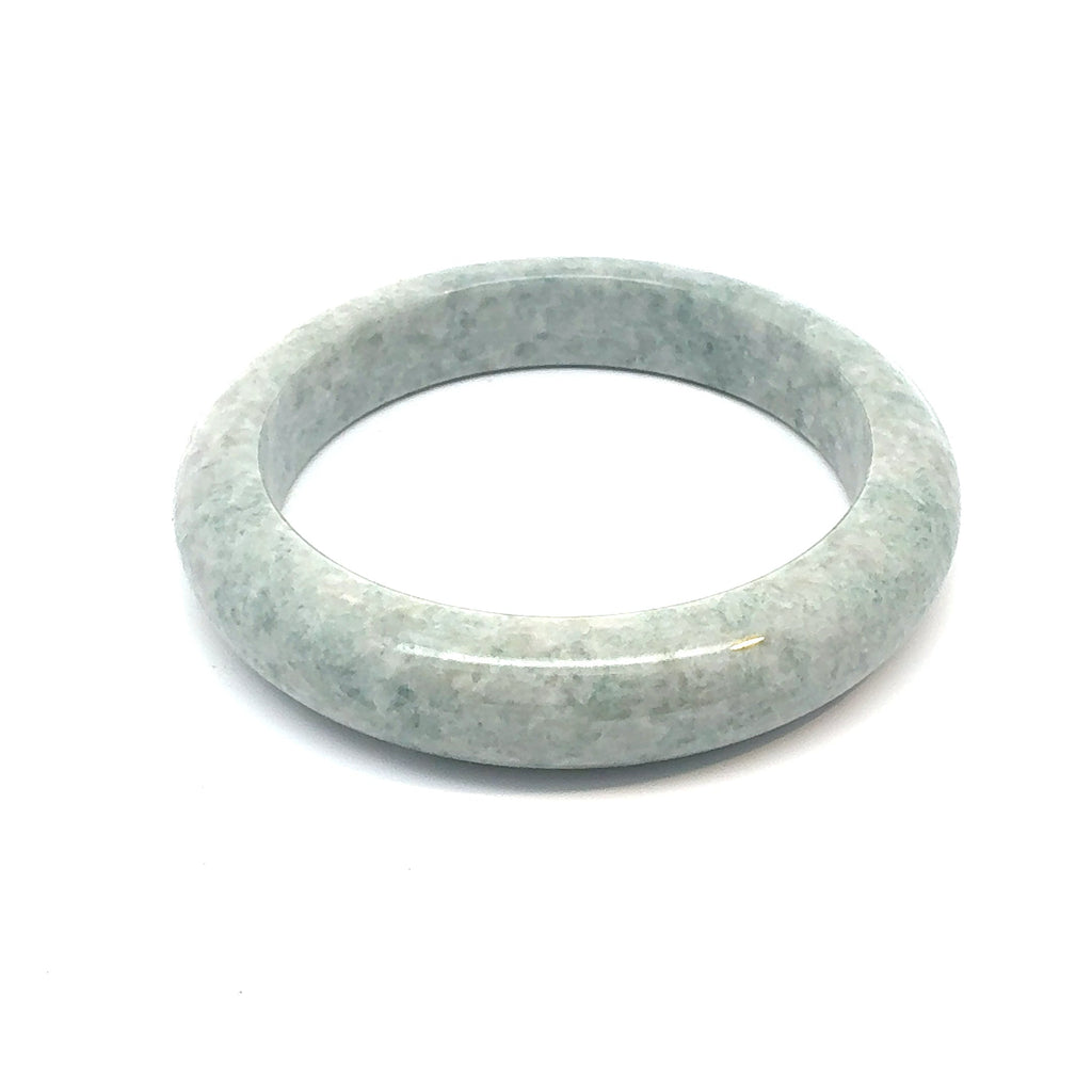 QAR Kazakh Jadeite Bangle, Light Green and White, Natural Type A