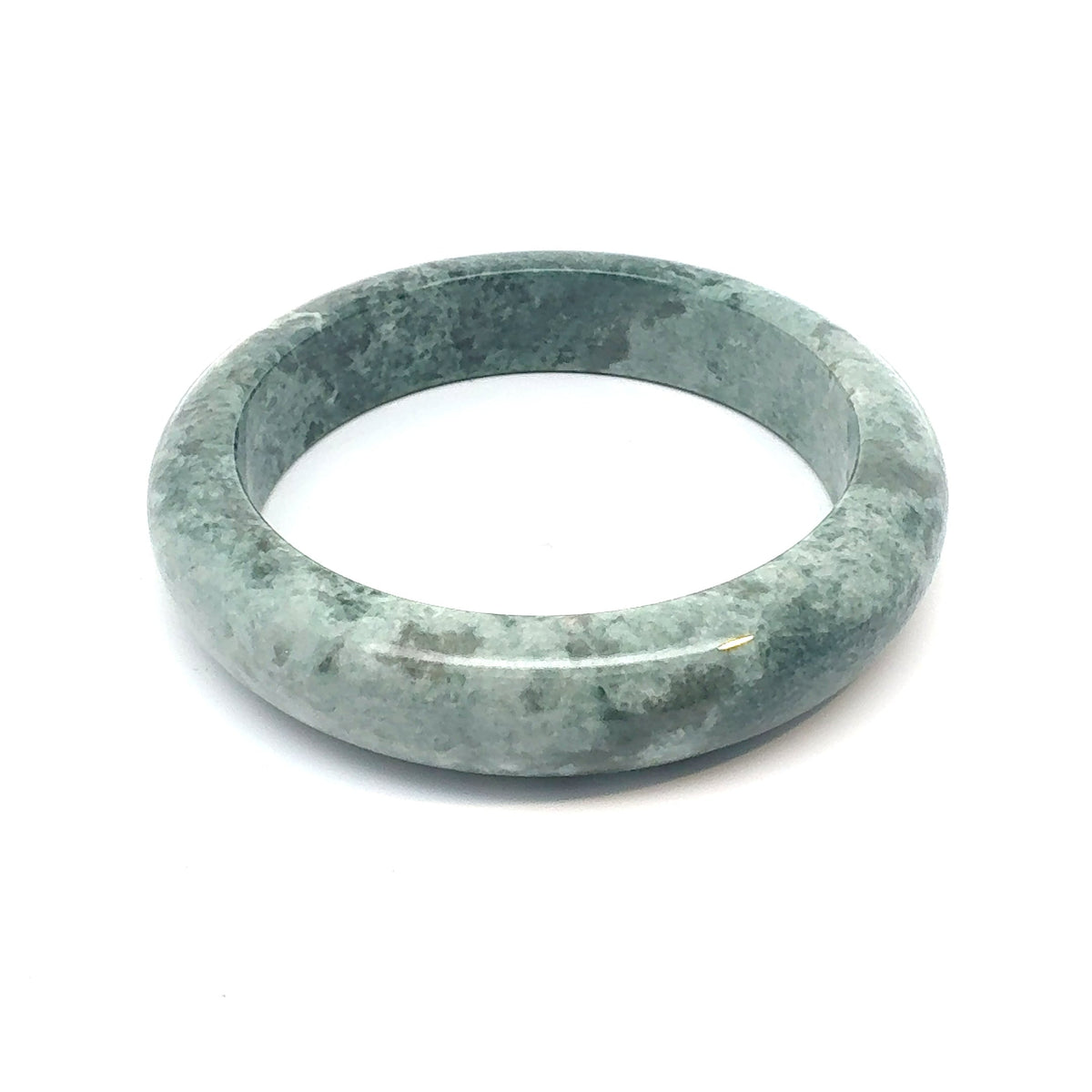 TAU Kazakh Jadeite Bangle, White with Green Accents, Natural Type A