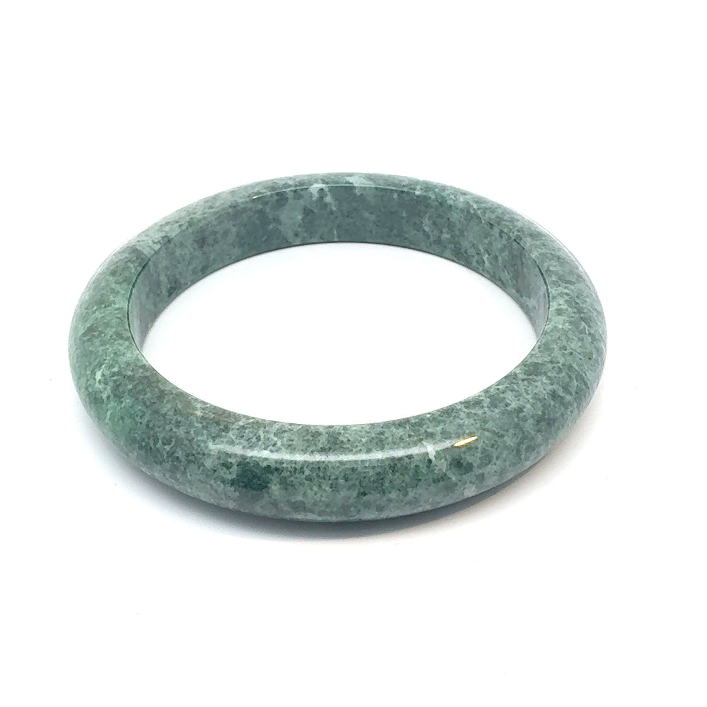 ZHAUHAR Kazakh Jadeite Bangle, Rich Mottled Green, Natural Type A