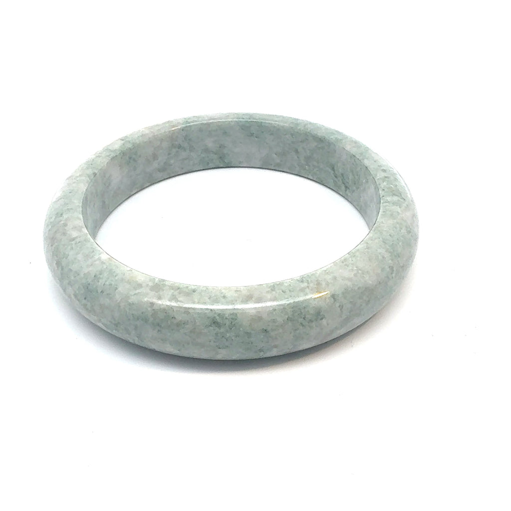 QAR Kazakh Jadeite Bangle, Soft Mottled White, Natural Type A
