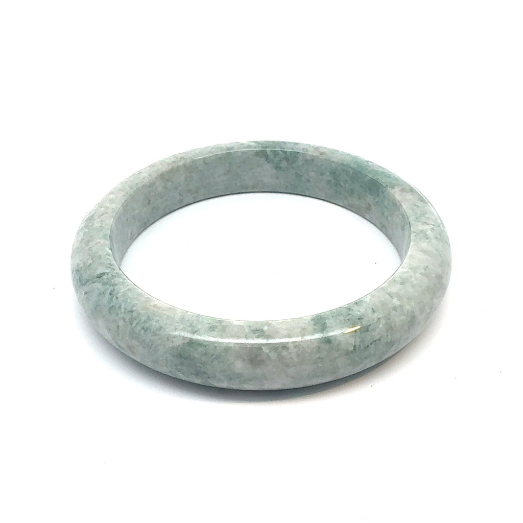 QAR Kazakh Jadeite Bangle, Green and White, Natural Type A