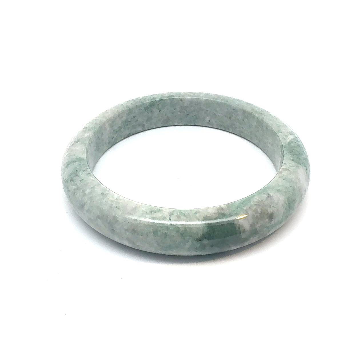QAR Kazakh Jadeite Bangle, Green and White, Natural Type A