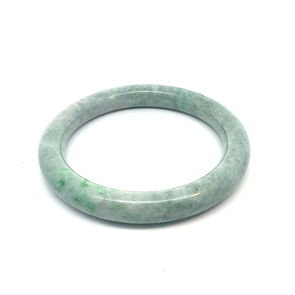 QAR Kazakh Jadeite Bangle, Pale Green and White, Natural Type A