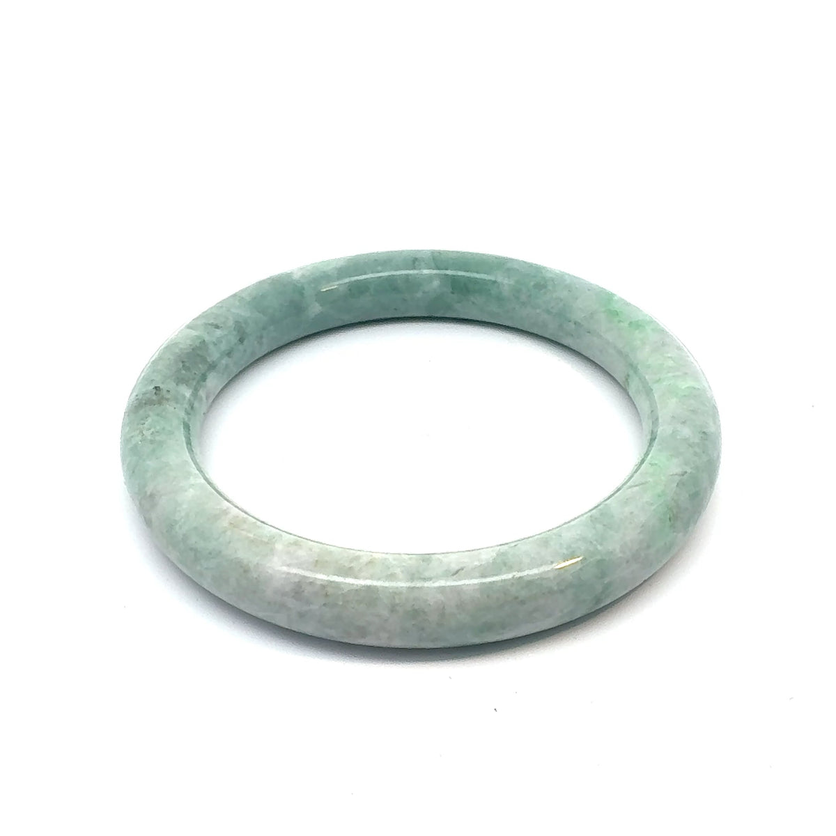QAR Kazakh Jadeite Bangle, Light Green and White, Natural Type A