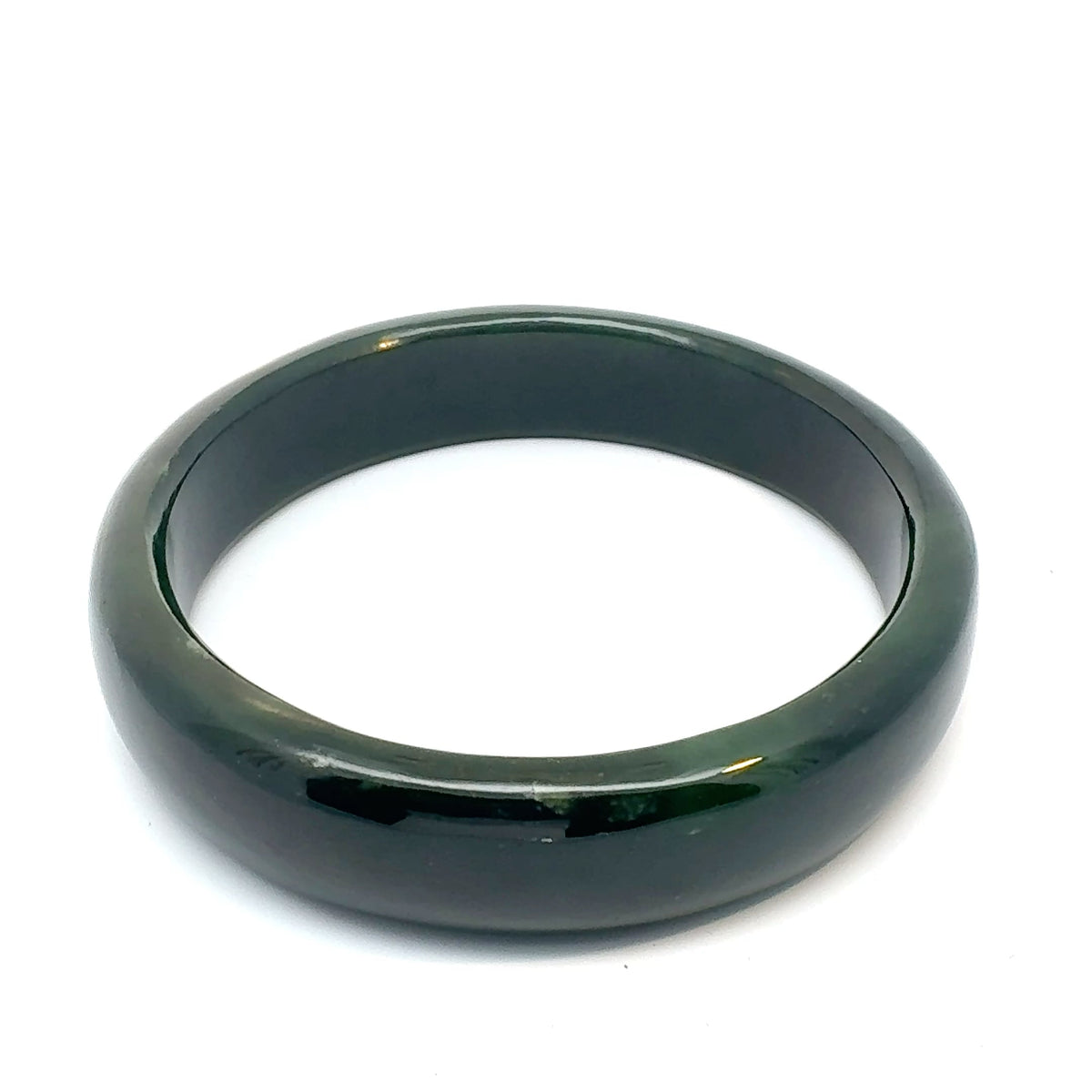 Mirror-Polished Dark Green Pakistani Nephrite Bangle, Type A