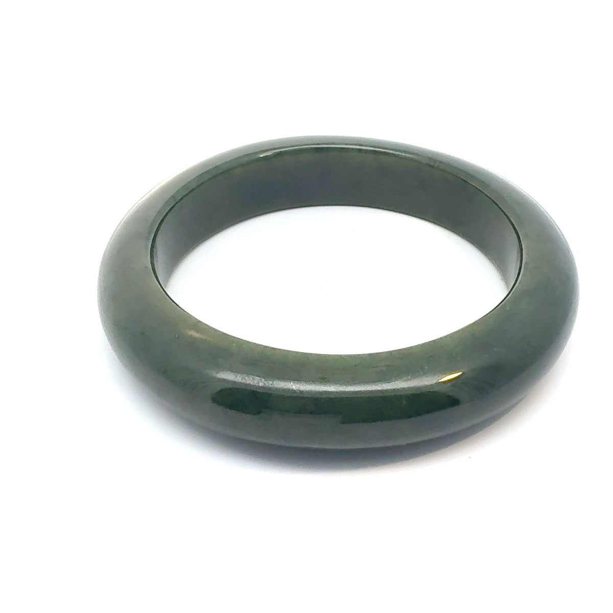 Minimalist Dark Green Pakistani Nephrite Bangle, Type A
