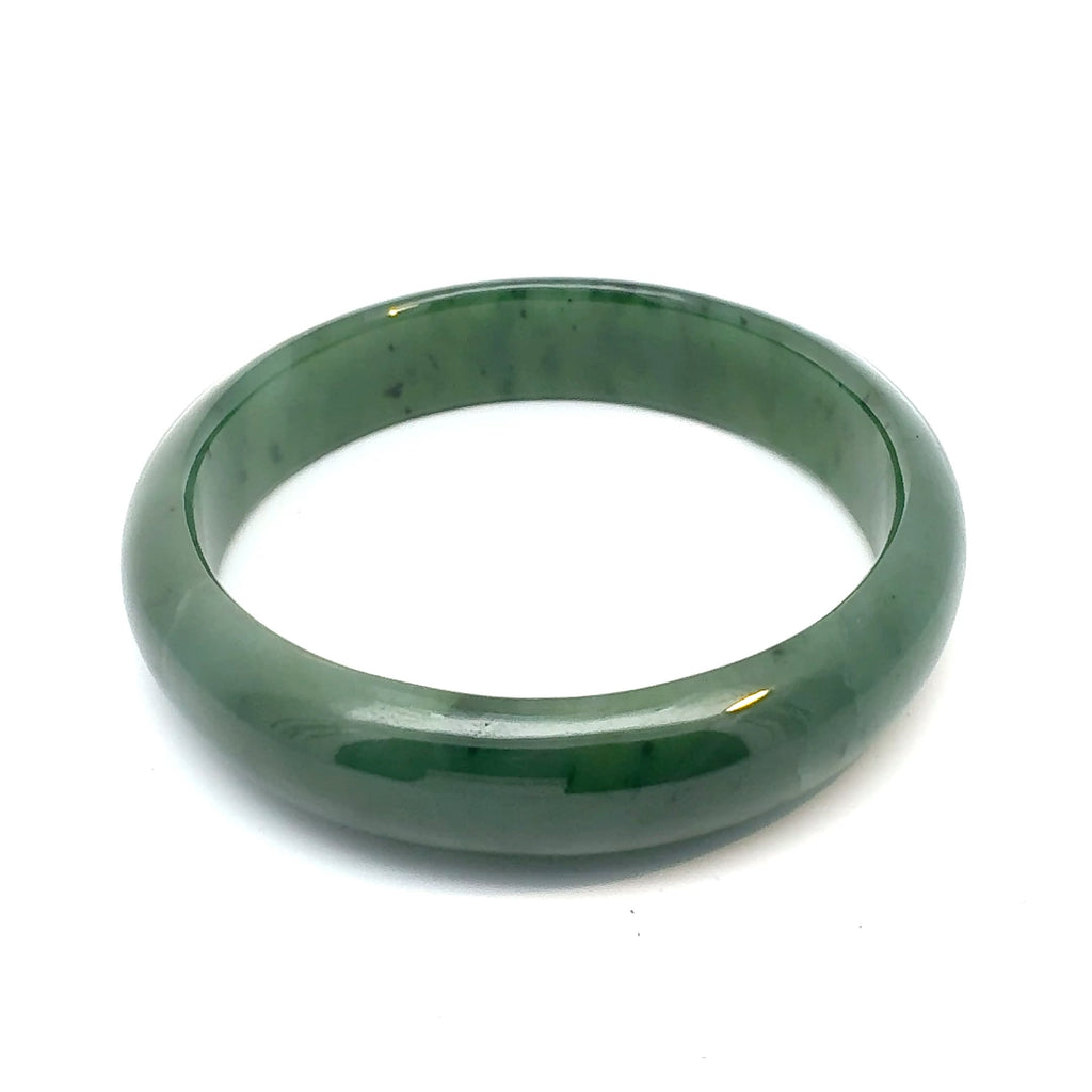 Solid Green Pakistani Nephrite Bangle, Natural Type A
